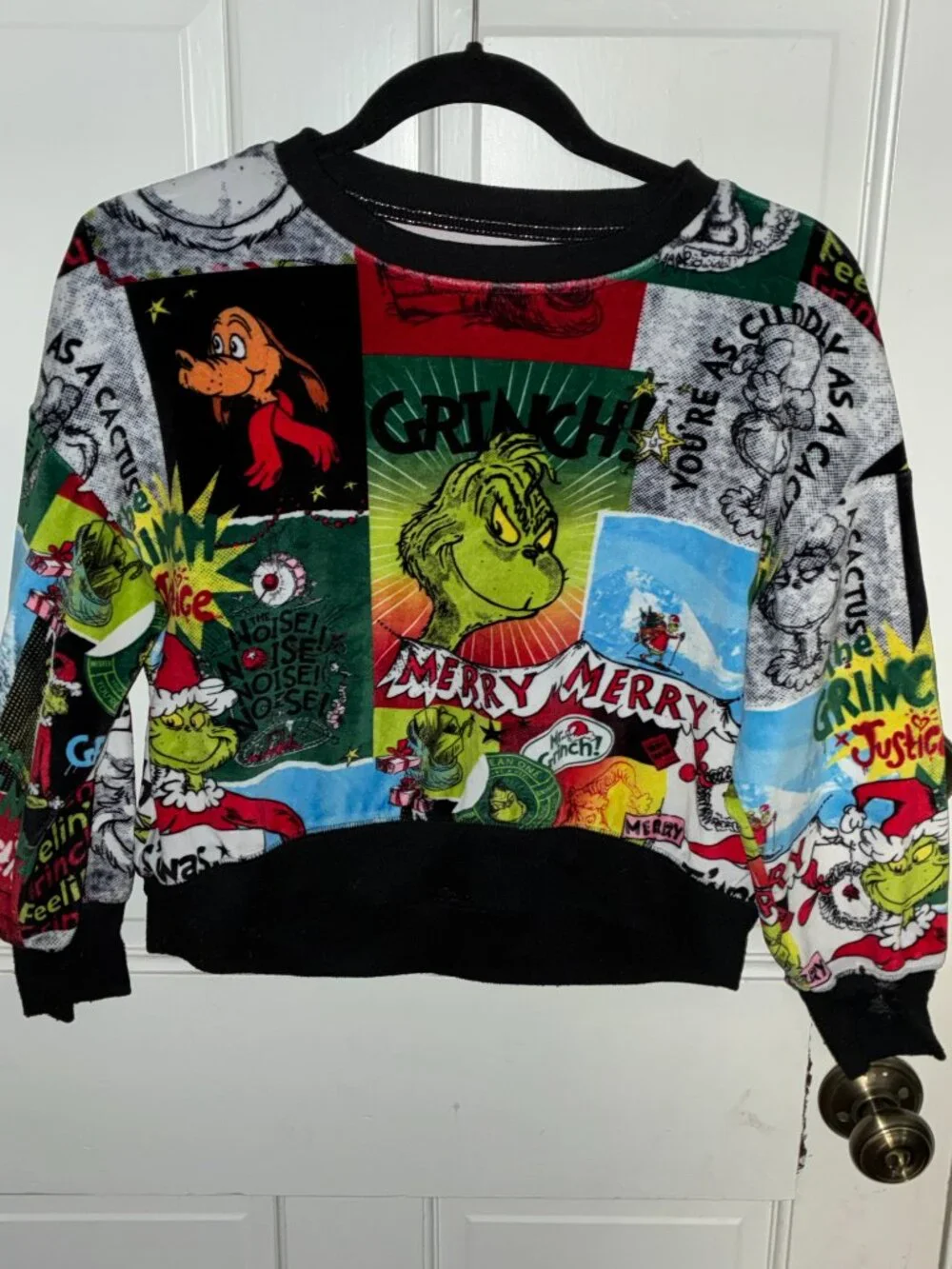 Justice Grinch kids velour sweatshirt Size M